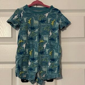Teal Dinosaur Print Baby Romper
